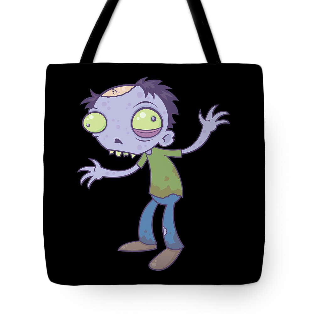 Zombie Tote Bag featuring the digital art Cartoon Zombie by John Schwegel
