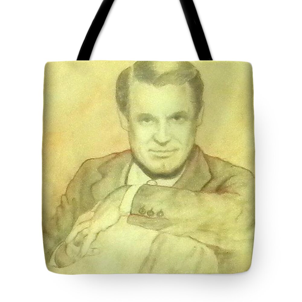 Cary Grant Sketch Tote Bag featuring the drawing Cary Grant by Jordana Sands