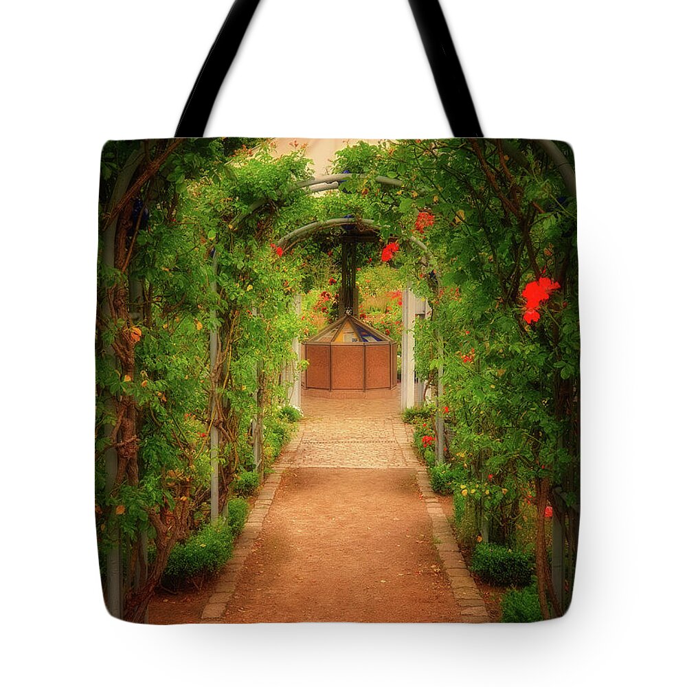 Rose Tote Bag featuring the photograph Cascading Roses by Yvonne Johnstone