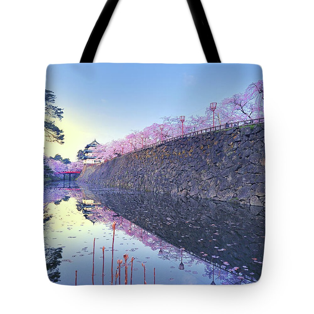 Aomori Prefecture Tote Bag featuring the photograph Castle In Spring by Photo By Glenn Waters In Japan