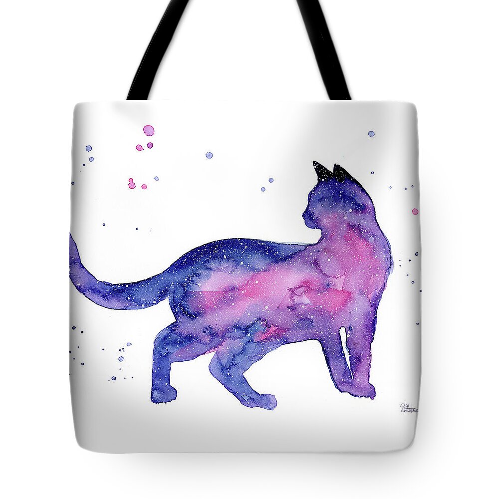 Cat Tote Bag featuring the painting Cat in Space by Olga Shvartsur