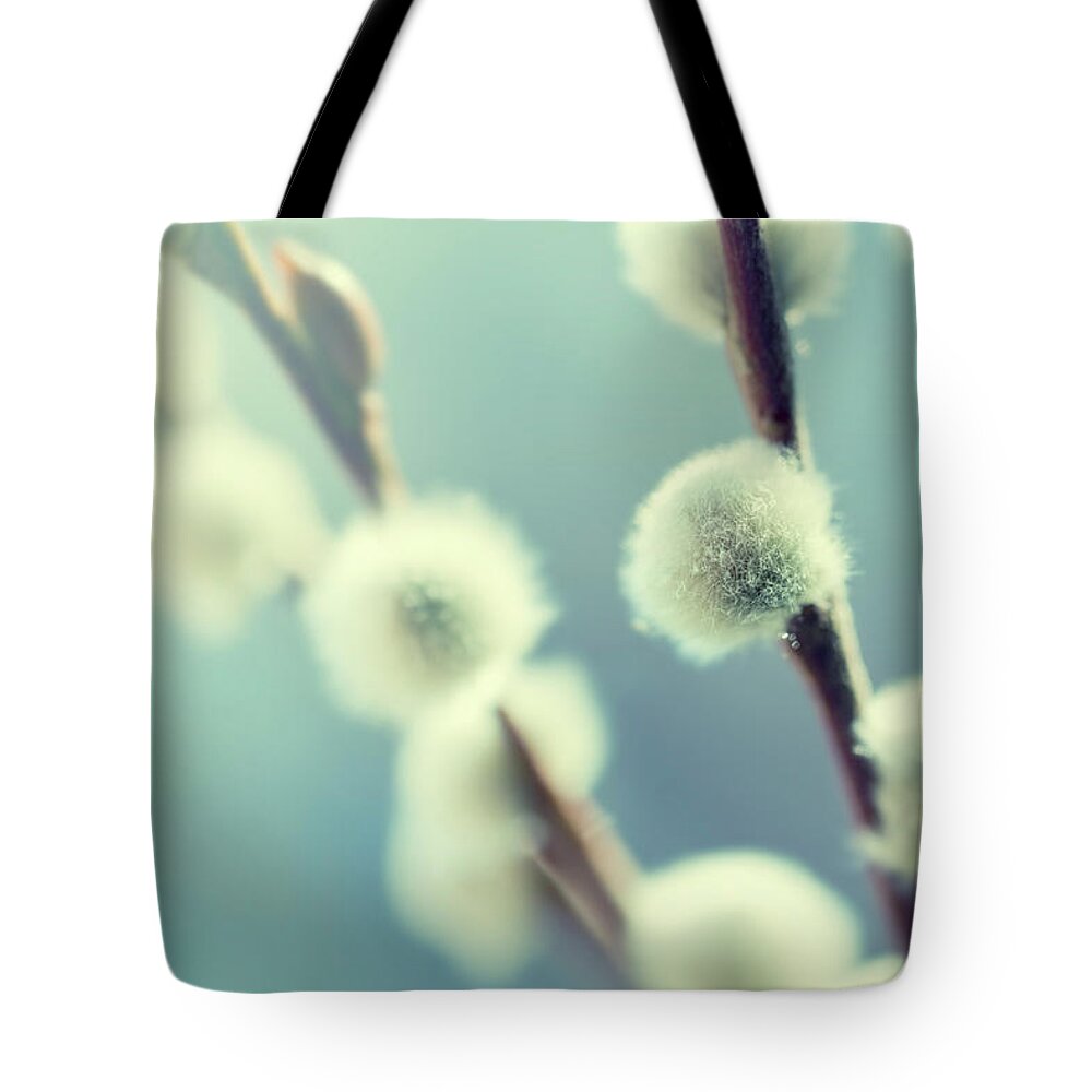 Desaturated Tote Bag featuring the photograph Catkin by Rike 
