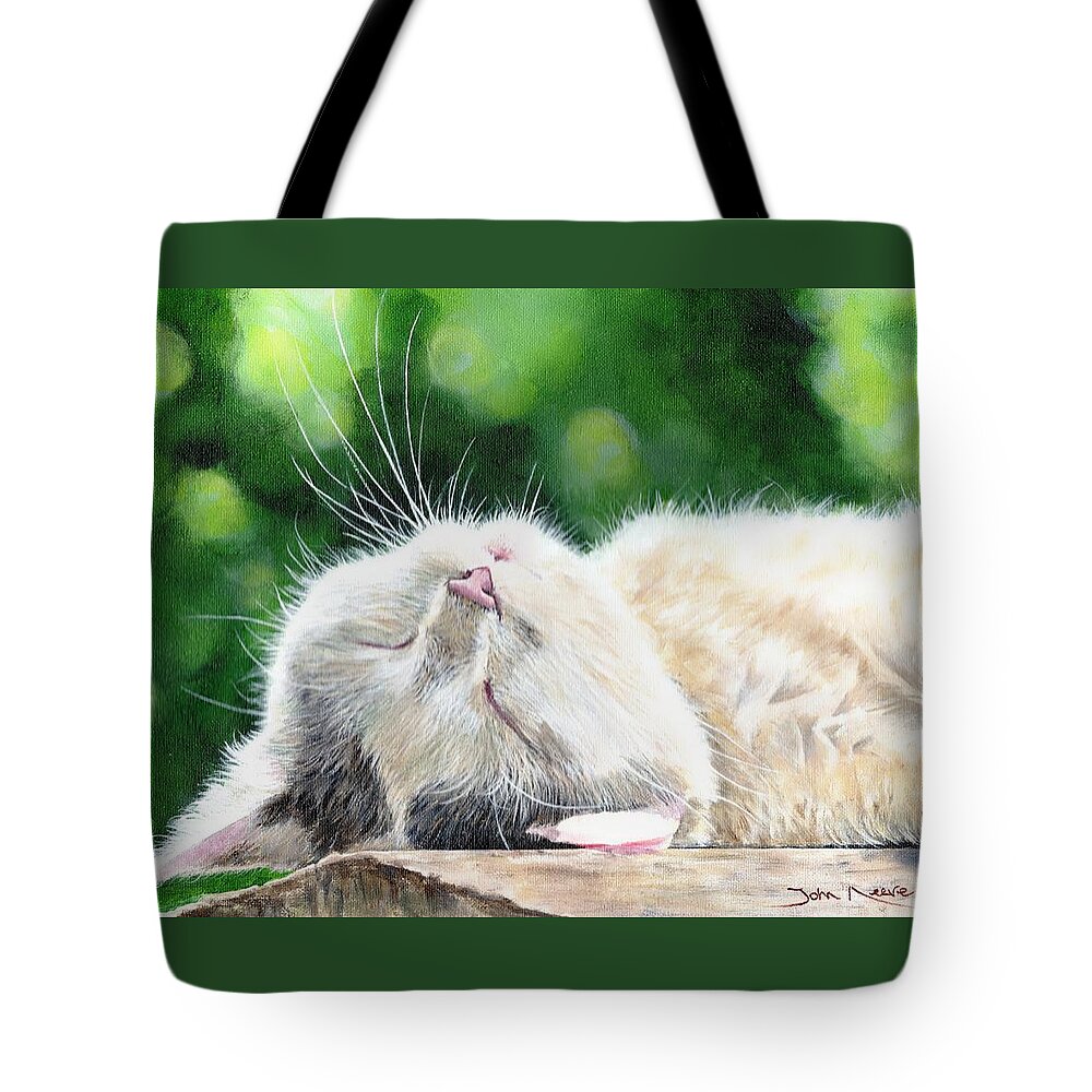 Cat Tote Bag featuring the painting Catnap by John Neeve