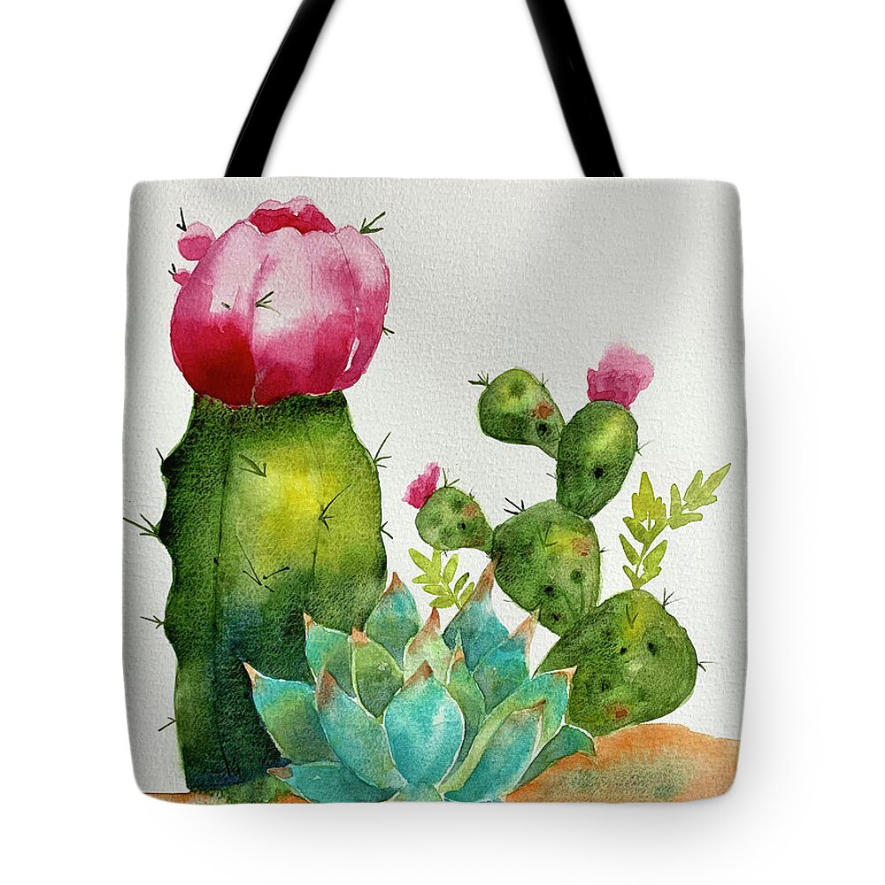 Cactus Tote Bag featuring the painting Cactus by Hilda Vandergriff
