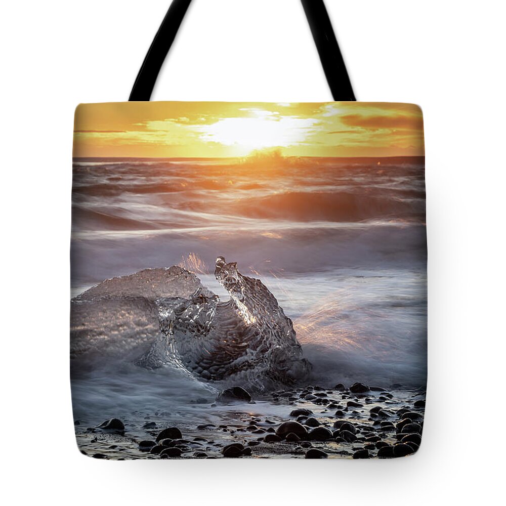 Iceland Tote Bag featuring the photograph Caught in a Wave #2 by Framing Places