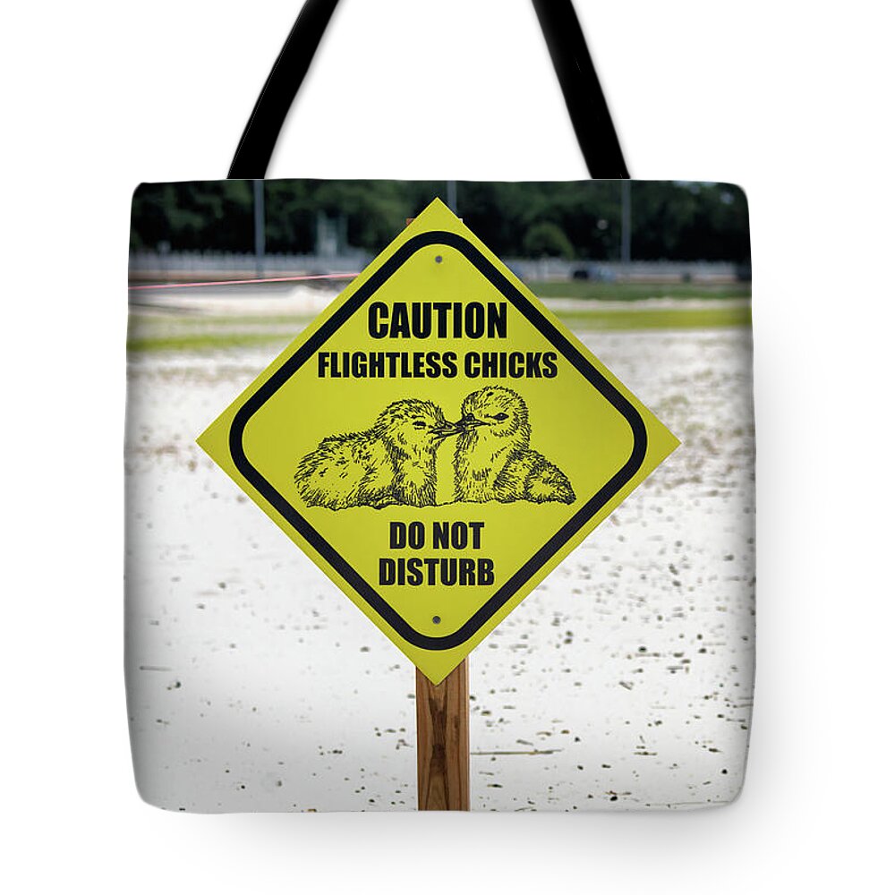 Least Tern Tote Bag featuring the photograph Caution Sign - Least Tern Breeding Area by Susan Rissi Tregoning