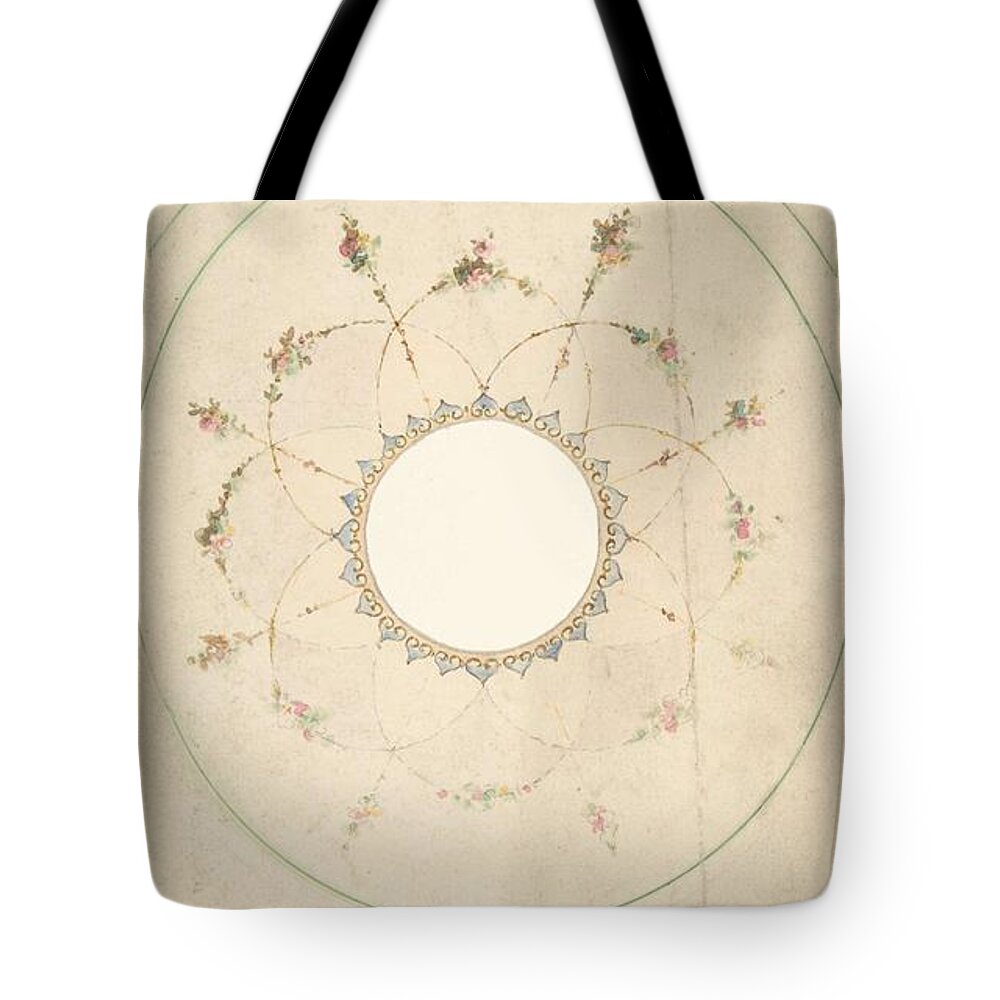 Design Tote Bag featuring the painting Ceiling Design with Center Cut Out Attributed to J. S. Pearse British, active 1854-68 by J S Pearse
