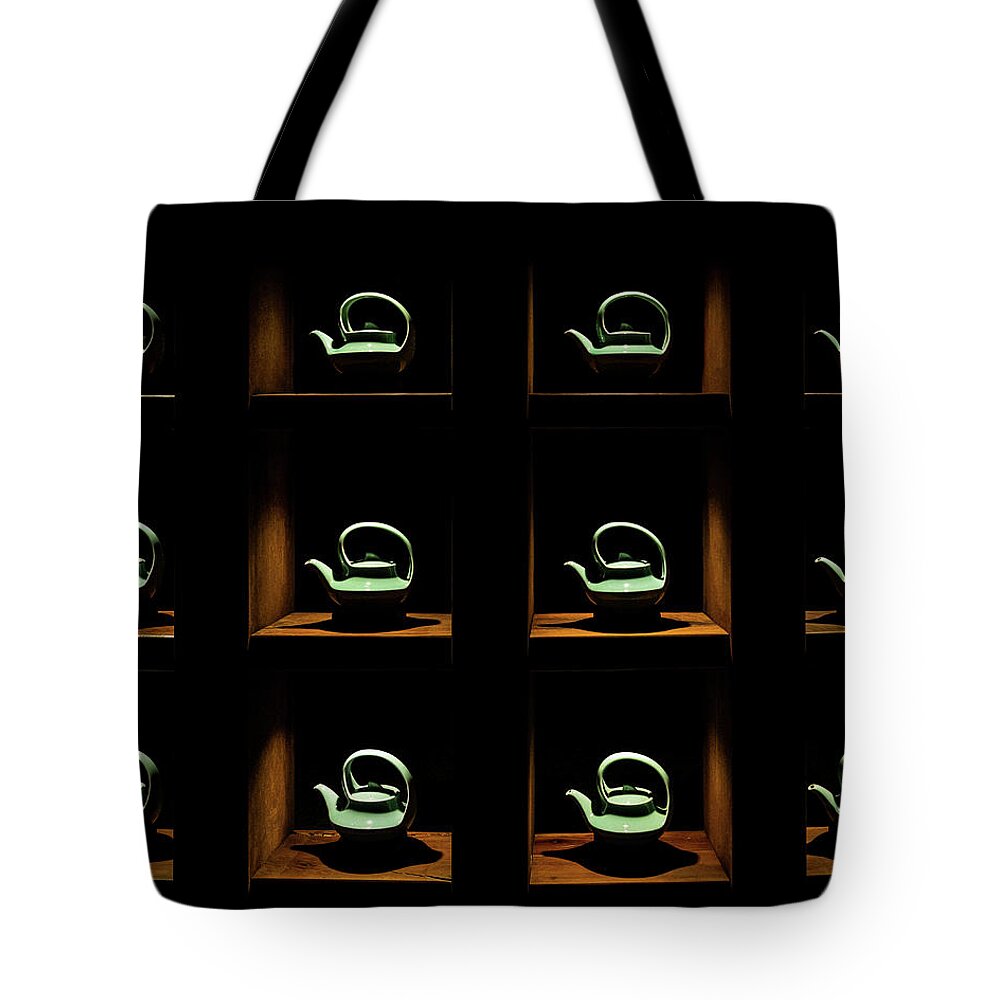 Tea Tote Bag featuring the photograph Celadon Tea Pots by William Dickman