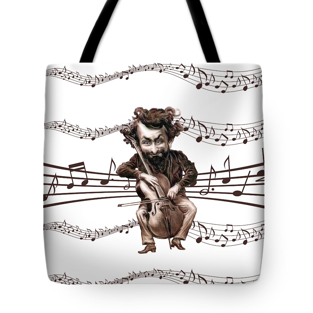 Cello Tote Bag featuring the digital art Cello Chops by Doreen Erhardt