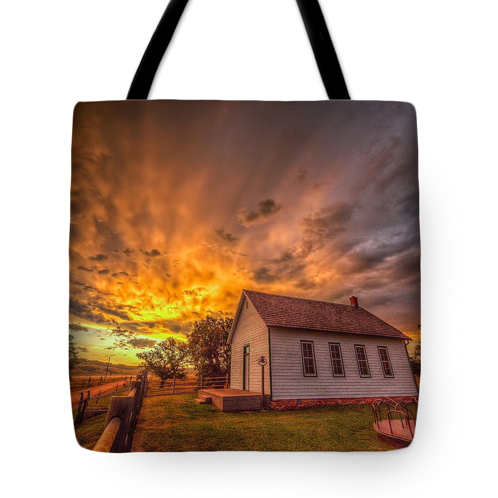 School Tote Bag featuring the photograph Centennial Schoolhouse by Fiskr Larsen