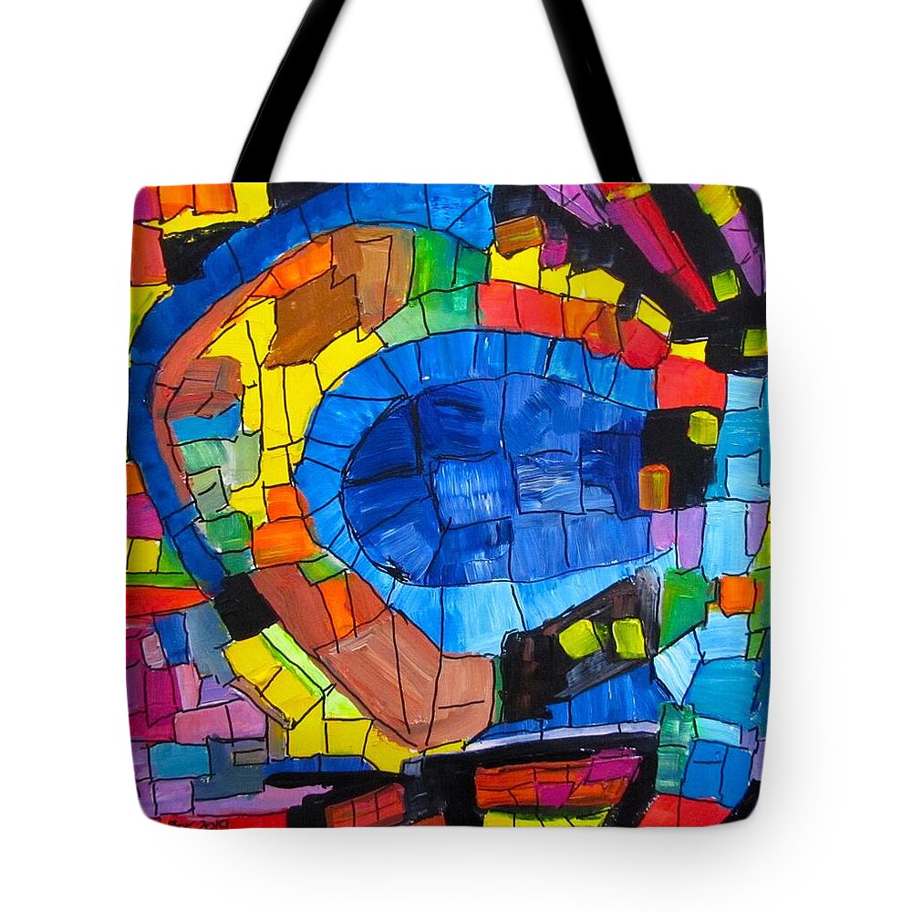 Blue Tote Bag featuring the painting Central Blue by Barbara O'Toole