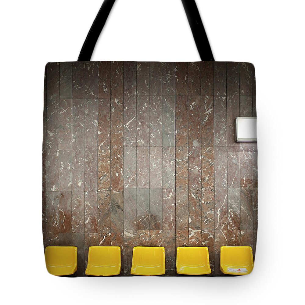 Five Objects Tote Bag featuring the photograph Chairs On Row by Photo By Anders Rörgren