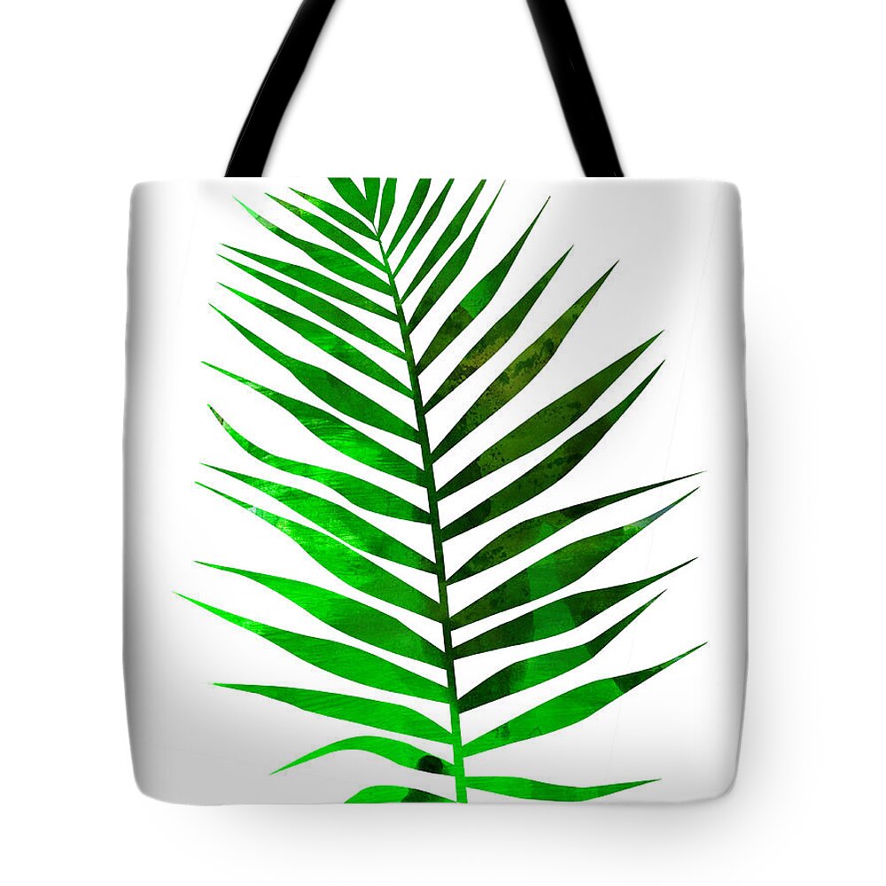 Chamaedorea Leaf Tote Bag featuring the mixed media Chamaedorea Leaf by Naxart Studio