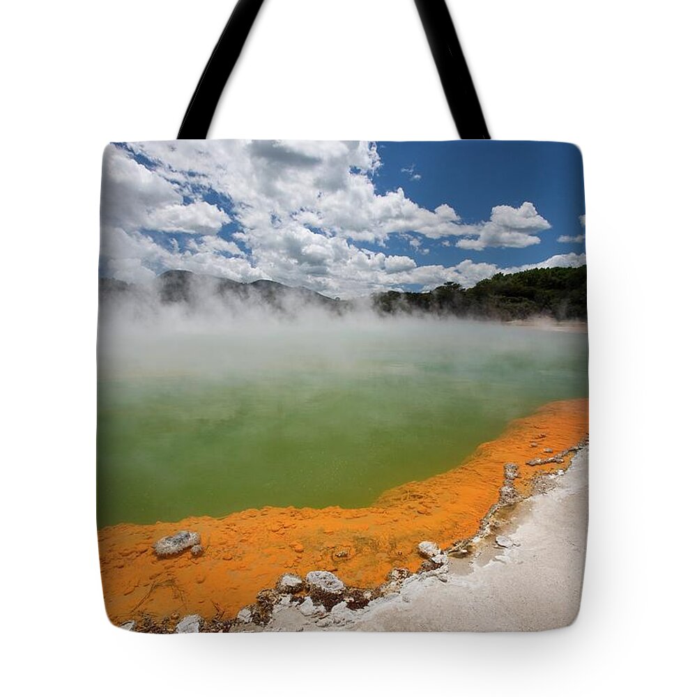 Scenics Tote Bag featuring the photograph Champagne Pool At Geothermal Site by Design Pics