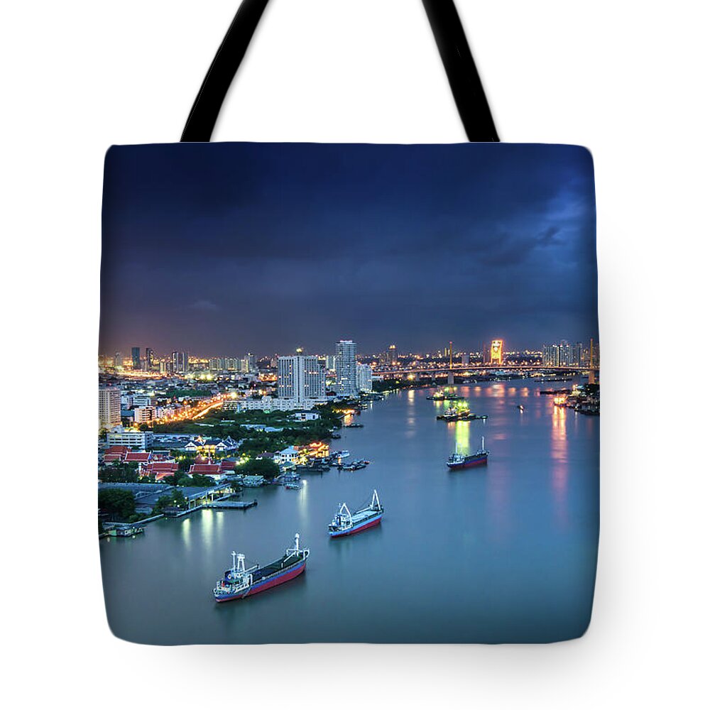 Outdoors Tote Bag featuring the photograph Chaopraya Wide Angle by Happysun Photography