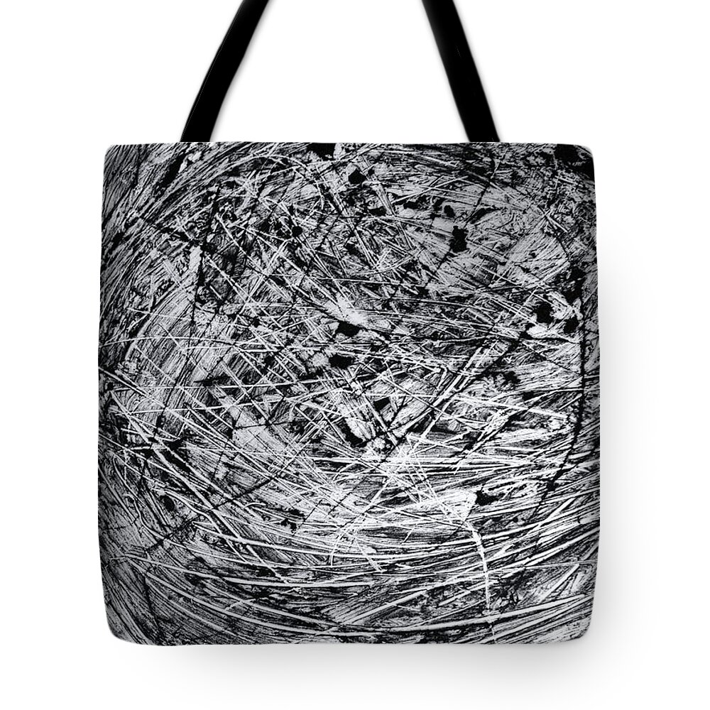 Chaos Tote Bag featuring the photograph Chaos And Confusion Monochrome by Jeff Townsend