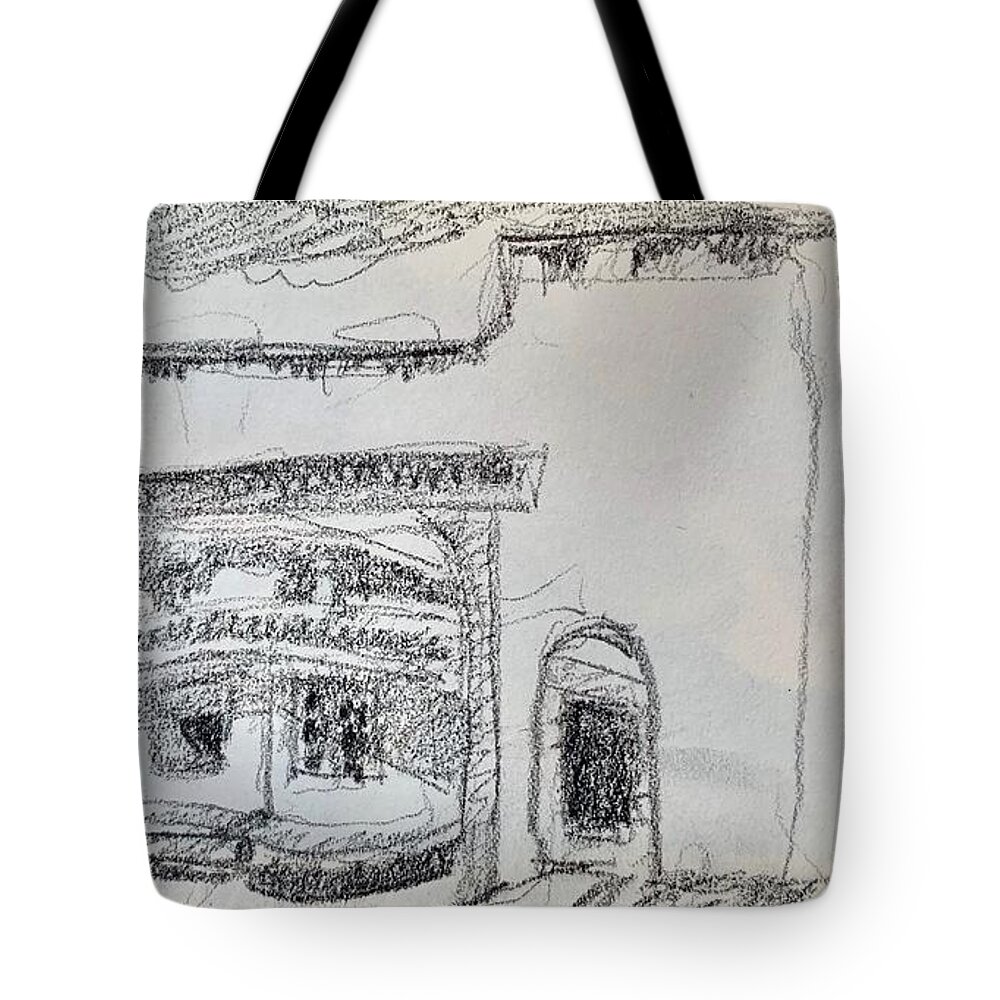Laguna Del Sol Tote Bag featuring the painting Charcoal Pencil Arch.jpg by Suzanne Giuriati Cerny