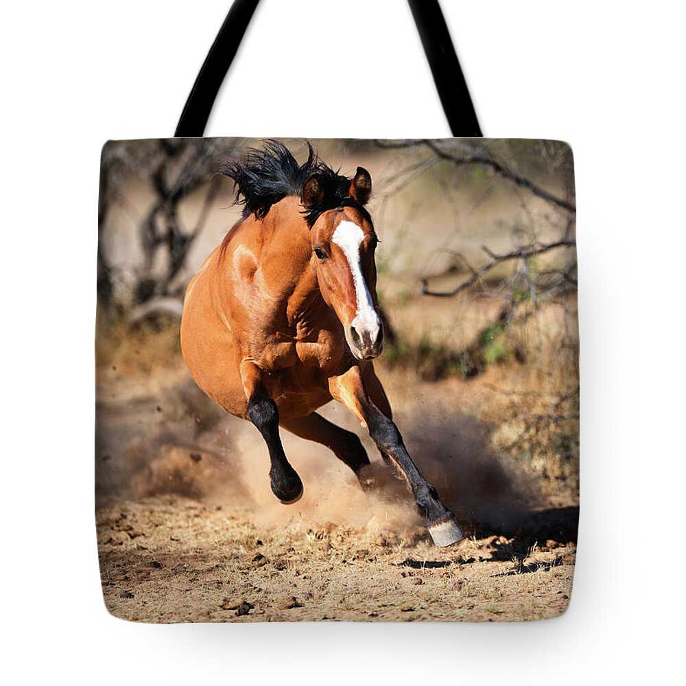 Action Tote Bag featuring the photograph Charge by Shannon Hastings