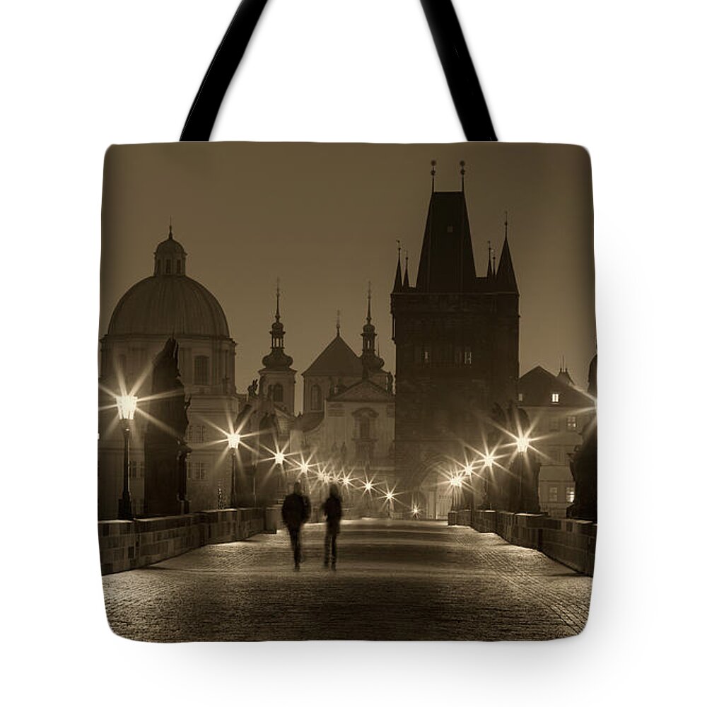 Estock Tote Bag featuring the digital art Charles Bridge In Prague by Massimo Ripani
