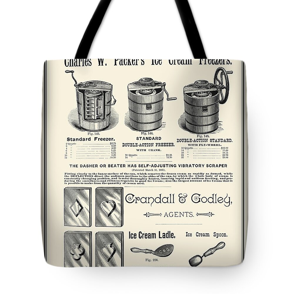 Catalog Tote Bag featuring the painting Charles W. Packer's Ice Cream Freezers by Unknown