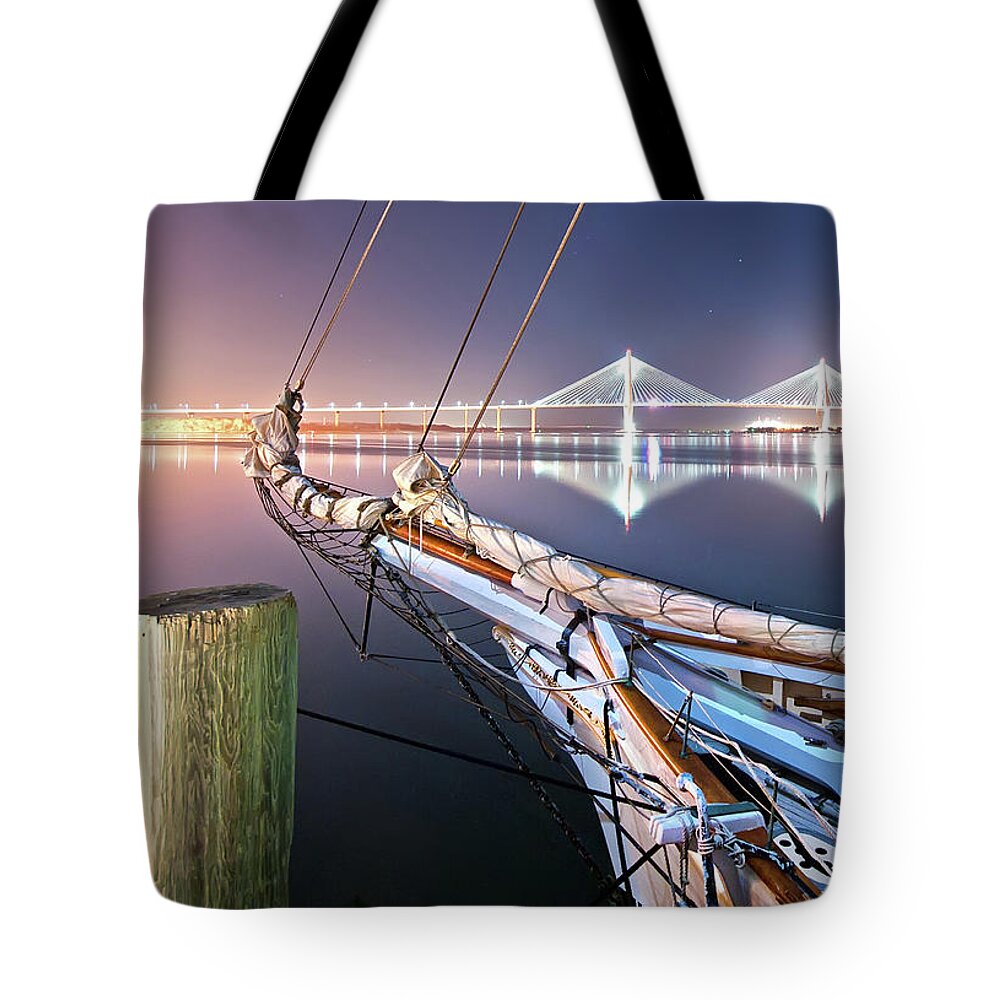 Tranquility Tote Bag featuring the photograph Charleston Harbor by Sky Noir Photography By Bill Dickinson