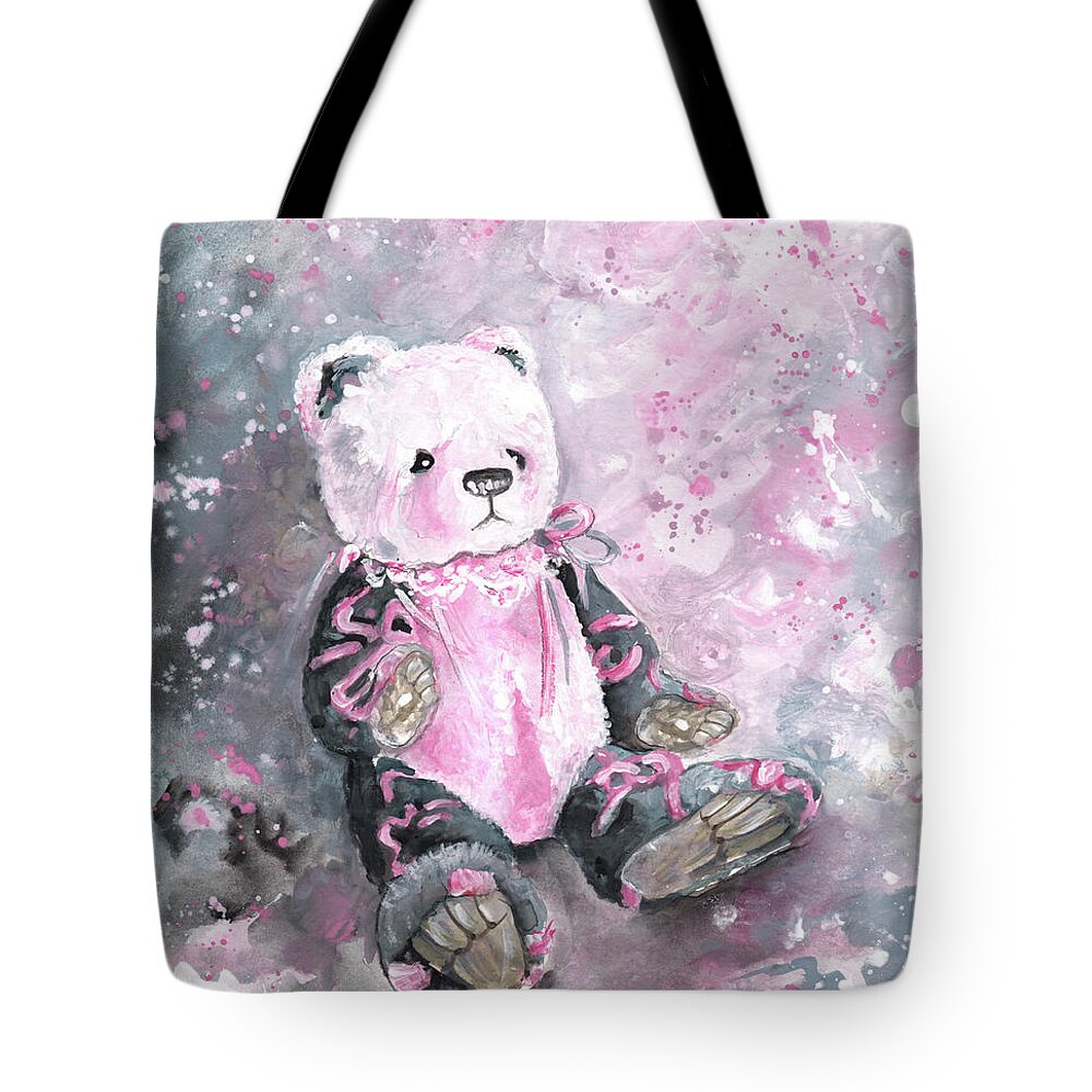 Teddy Tote Bag featuring the painting Charlie Bear Sylvia by Miki De Goodaboom