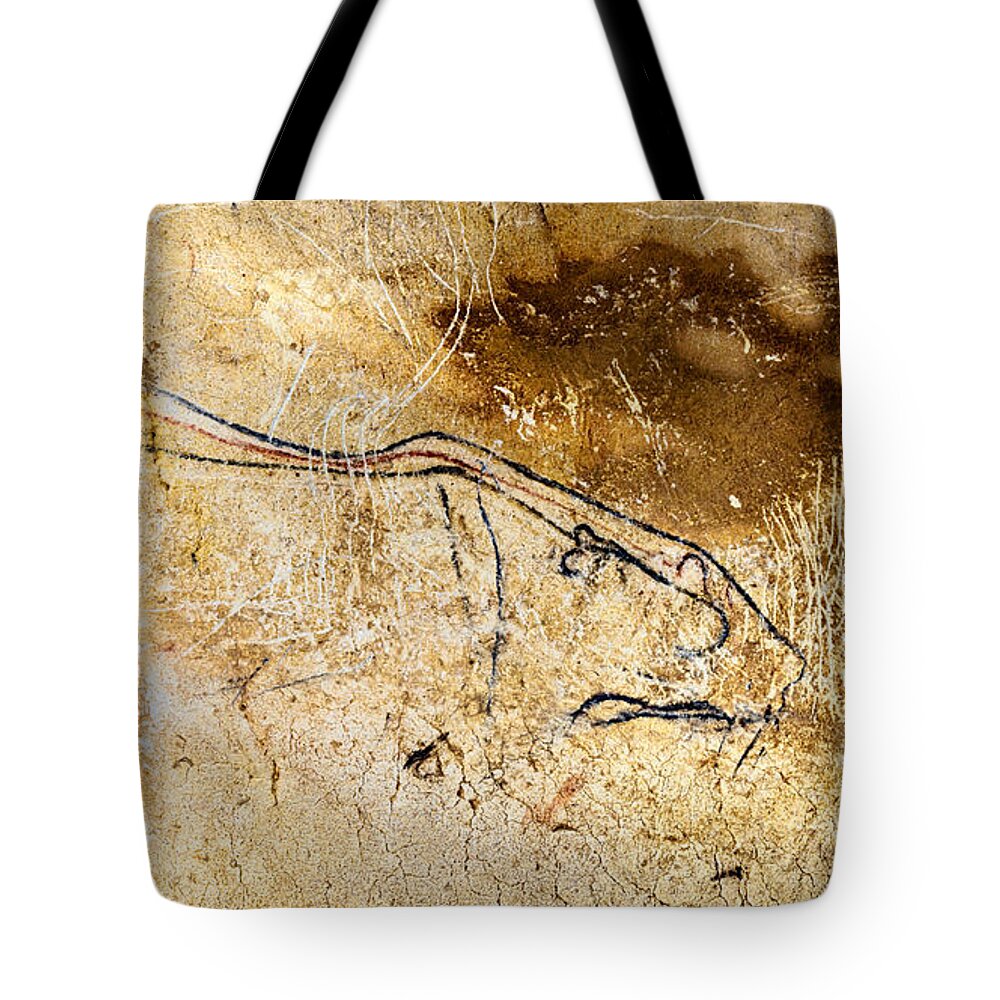 Chauvet Cave Lions Tote Bag featuring the digital art Chauvet Cave lions courting by Weston Westmoreland