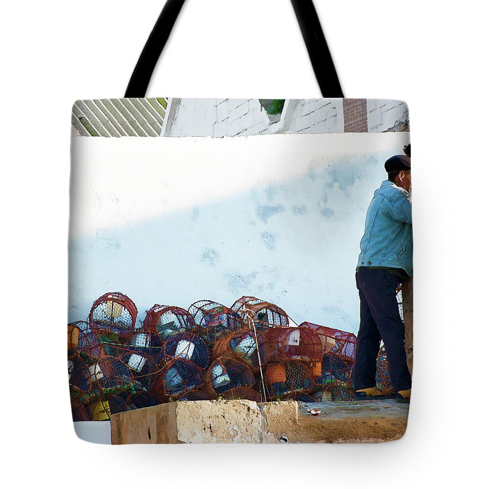 Crab Pots Tote Bag featuring the photograph Checking the Orders by Jessica Levant