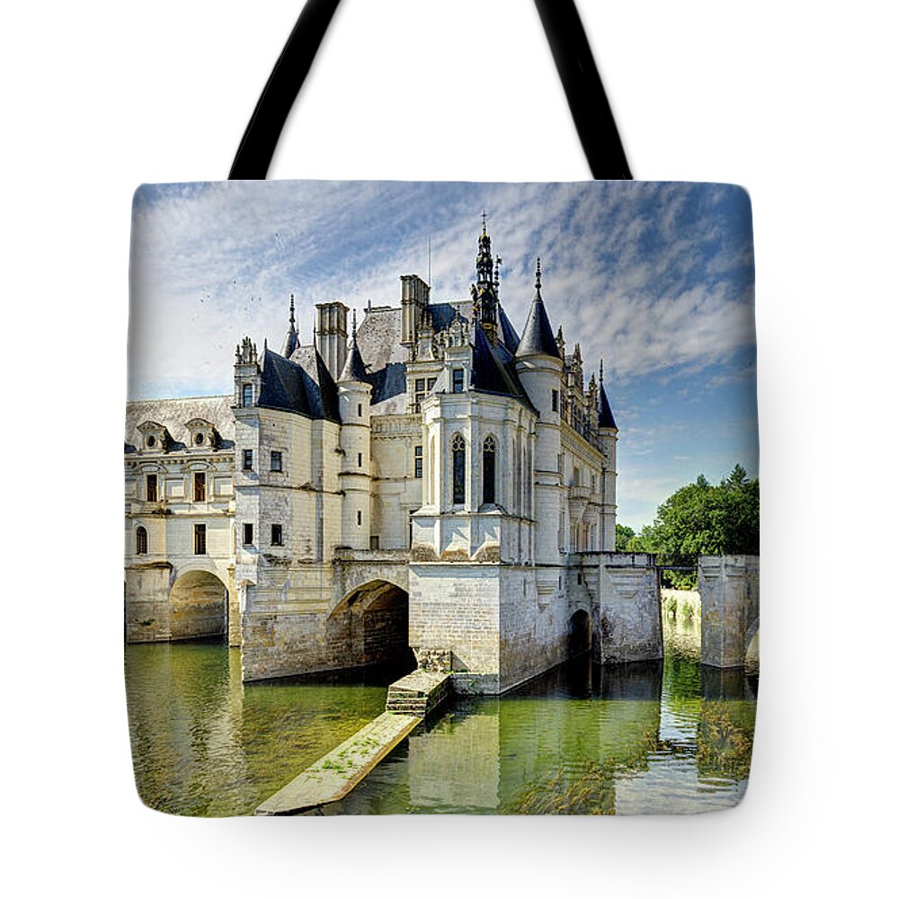 Chateau De Chenonceau Tote Bag featuring the photograph Chenonceau from the North Bank Short by Weston Westmoreland