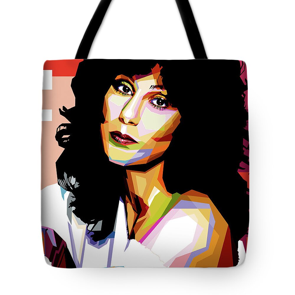 Cher Tote Bag featuring the digital art Cher by Stars on Art