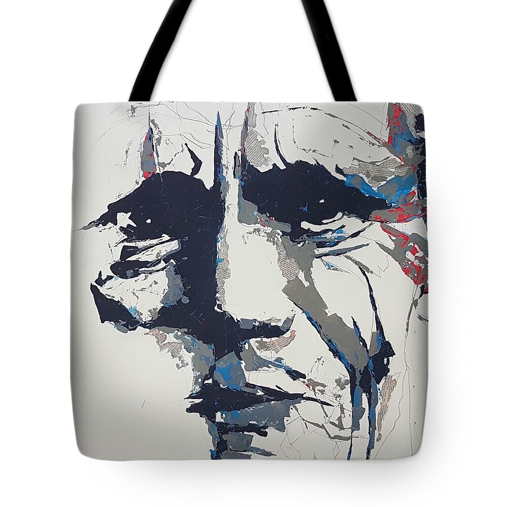 Chet Baker Tote Bag featuring the painting Chet Baker - Abstract by Paul Lovering