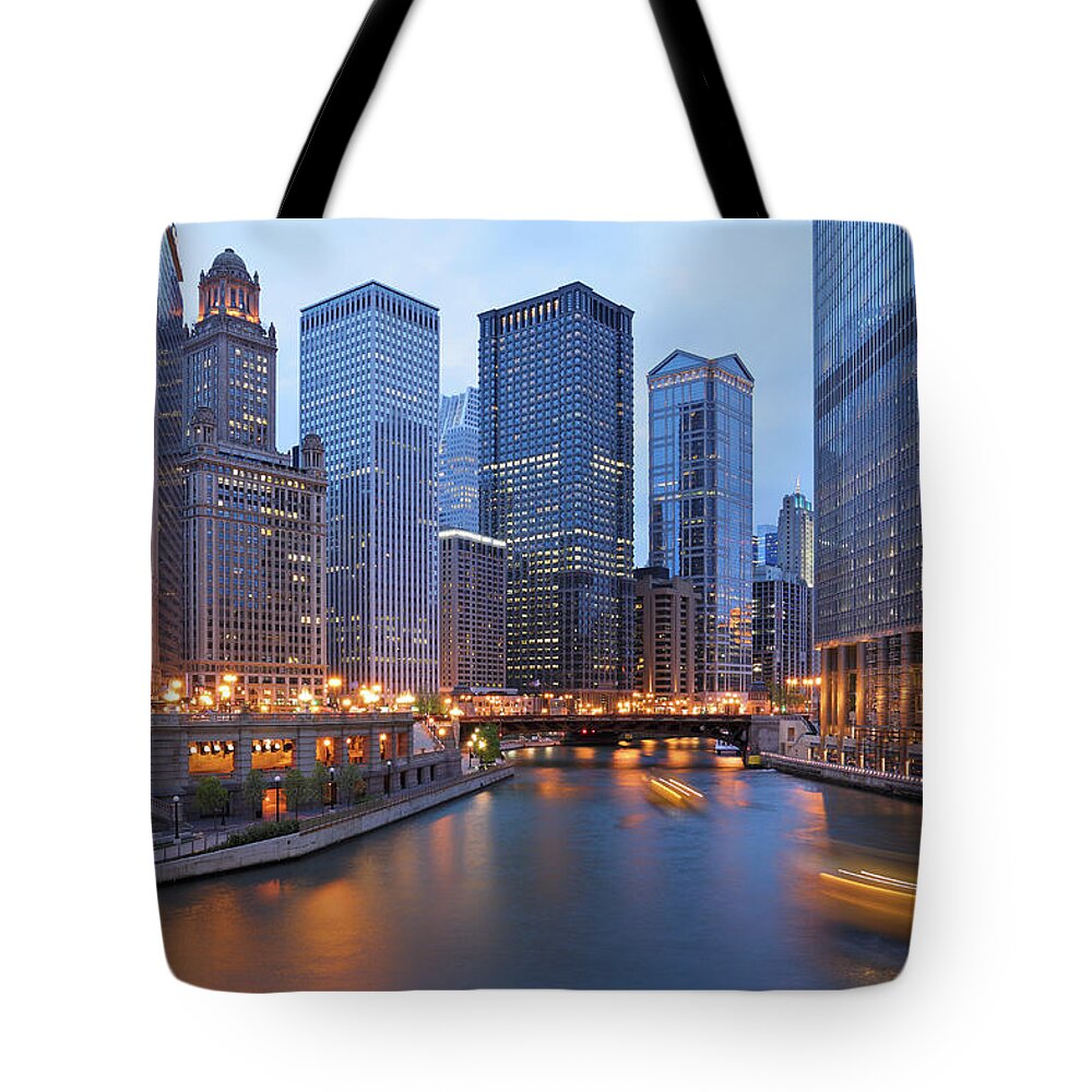 Downtown District Tote Bag featuring the photograph Chicago Architecture by S. Greg Panosian