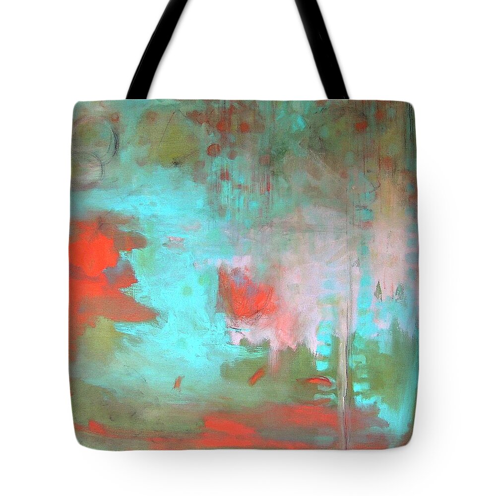Turquoise Tote Bag featuring the painting China Garden by Janet Zoya