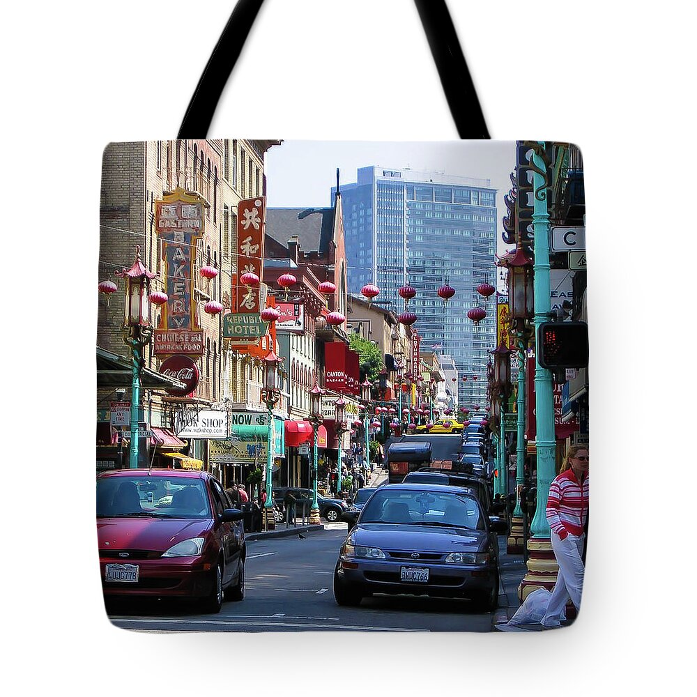 Chinatown Tote Bag featuring the digital art China Town SF by Ed Stines