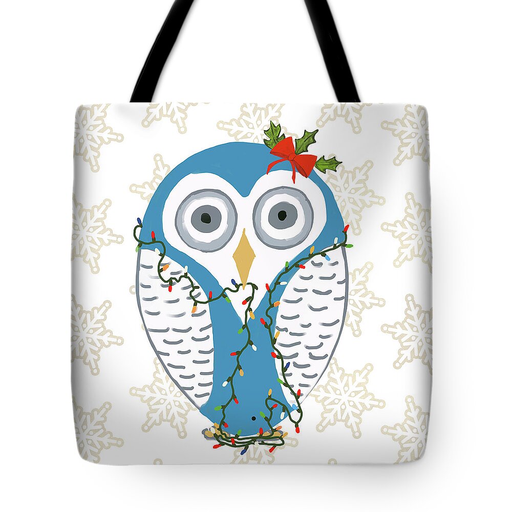 Christmas Tote Bag featuring the mixed media Christmas Owl I by Julie Derice