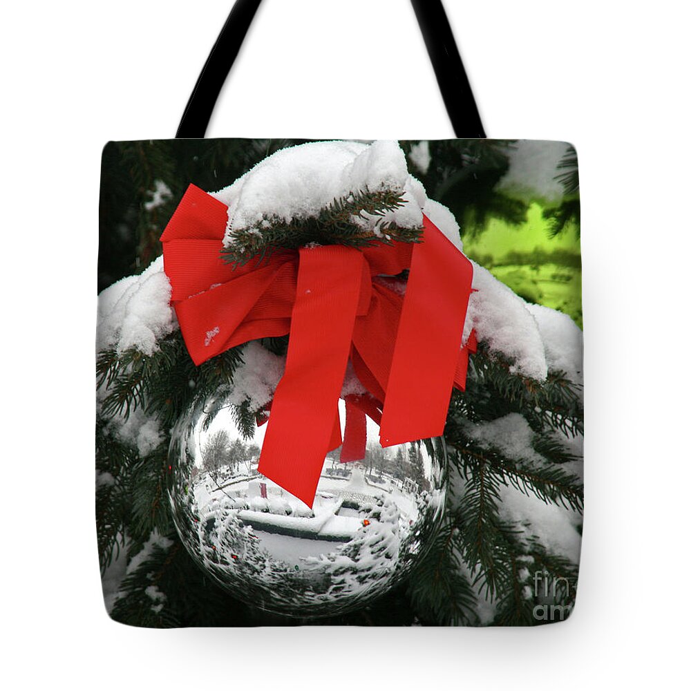 Christmas Tote Bag featuring the photograph Christmas Reflections by Tiffany Whisler