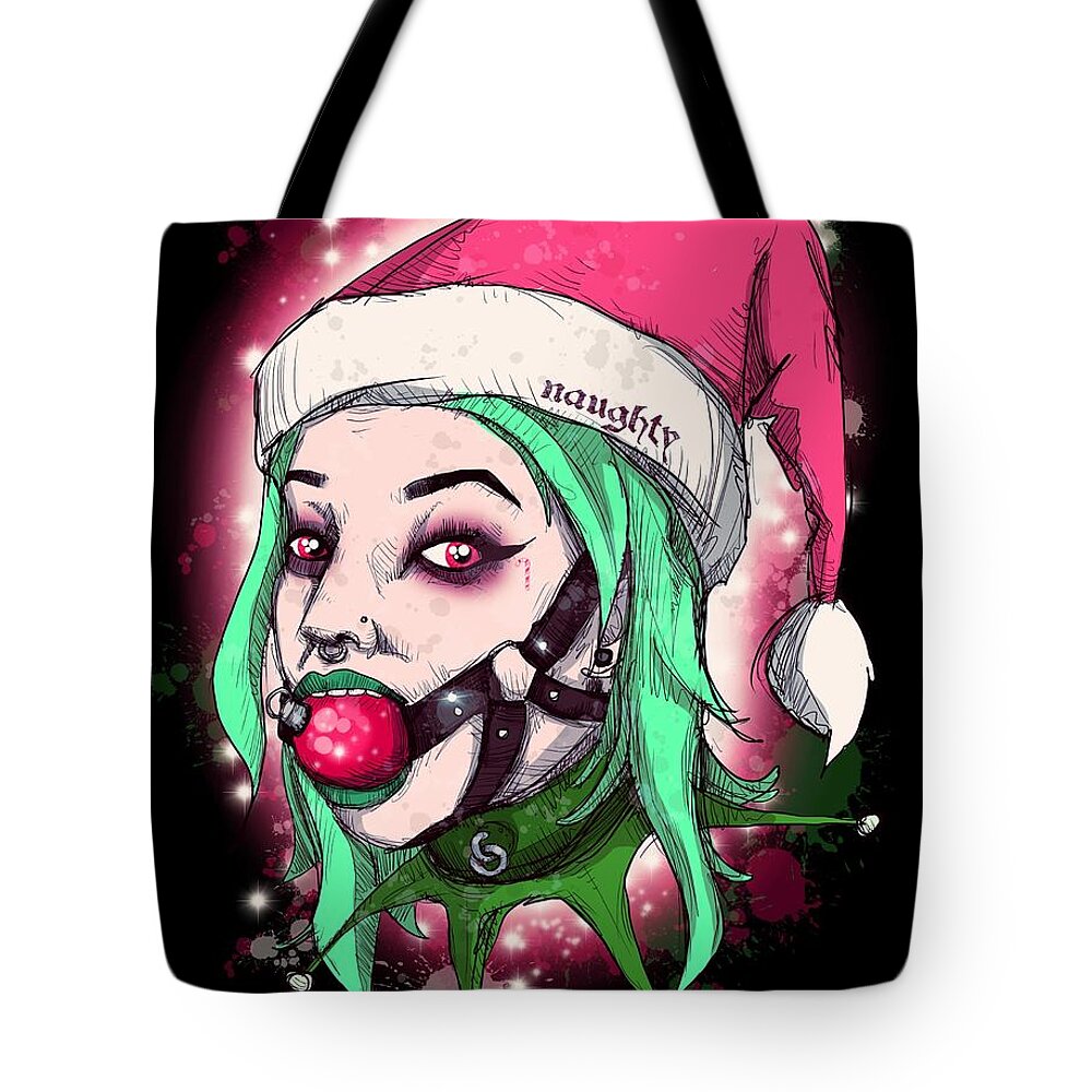 Christmas Tote Bag featuring the drawing Christmas Sub by Ludwig Van Bacon