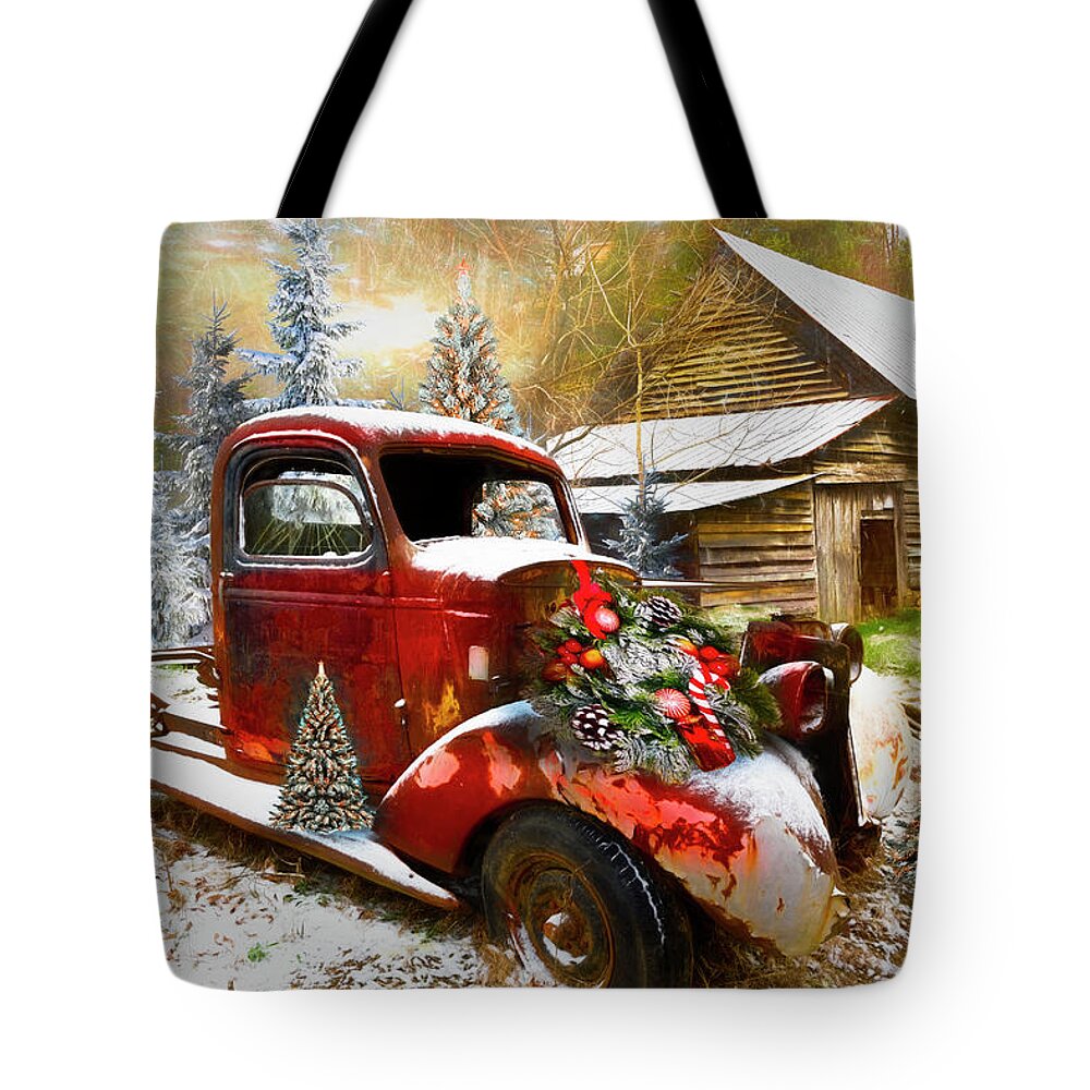 Appalachia Tote Bag featuring the photograph Christmastime at a Country Farm Painting by Debra and Dave Vanderlaan
