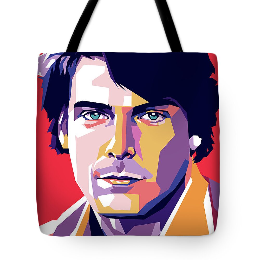 Christopher Reeve Tote Bag featuring the digital art Christopher Reeve by Movie World Posters