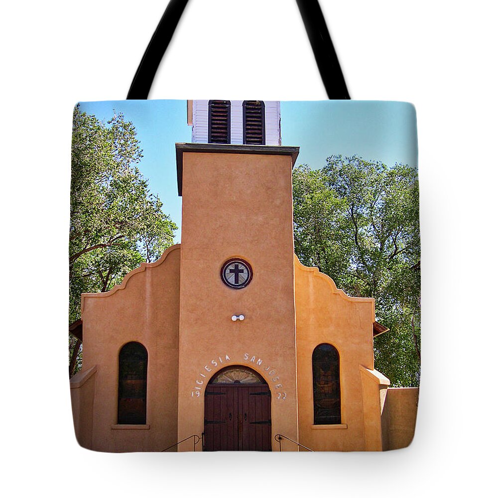 Cerrillos Tote Bag featuring the photograph Church in Cerrillos, NM by Segura Shaw Photography