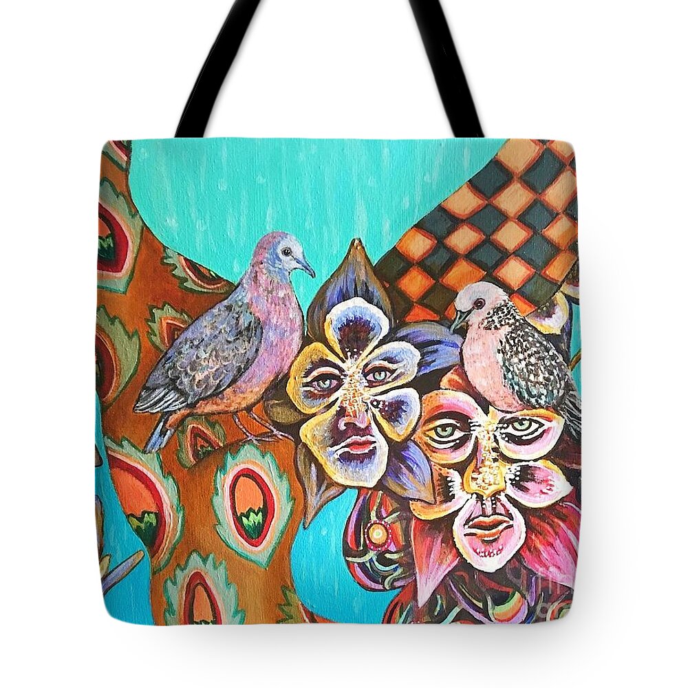 Cinnamon Doves Tote Bag featuring the painting Cinnamon Doves by Linda Markwardt