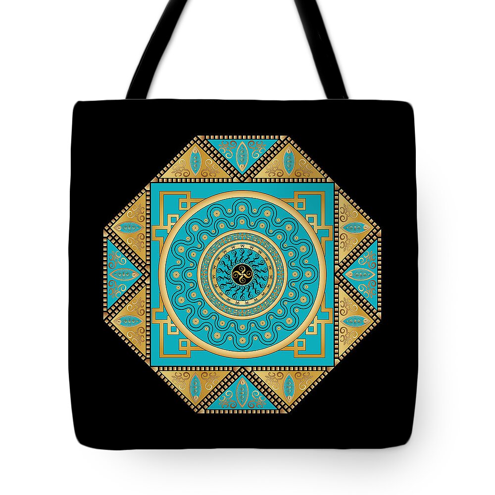 Mandala Tote Bag featuring the digital art Circumplexical No 3557 by Alan Bennington