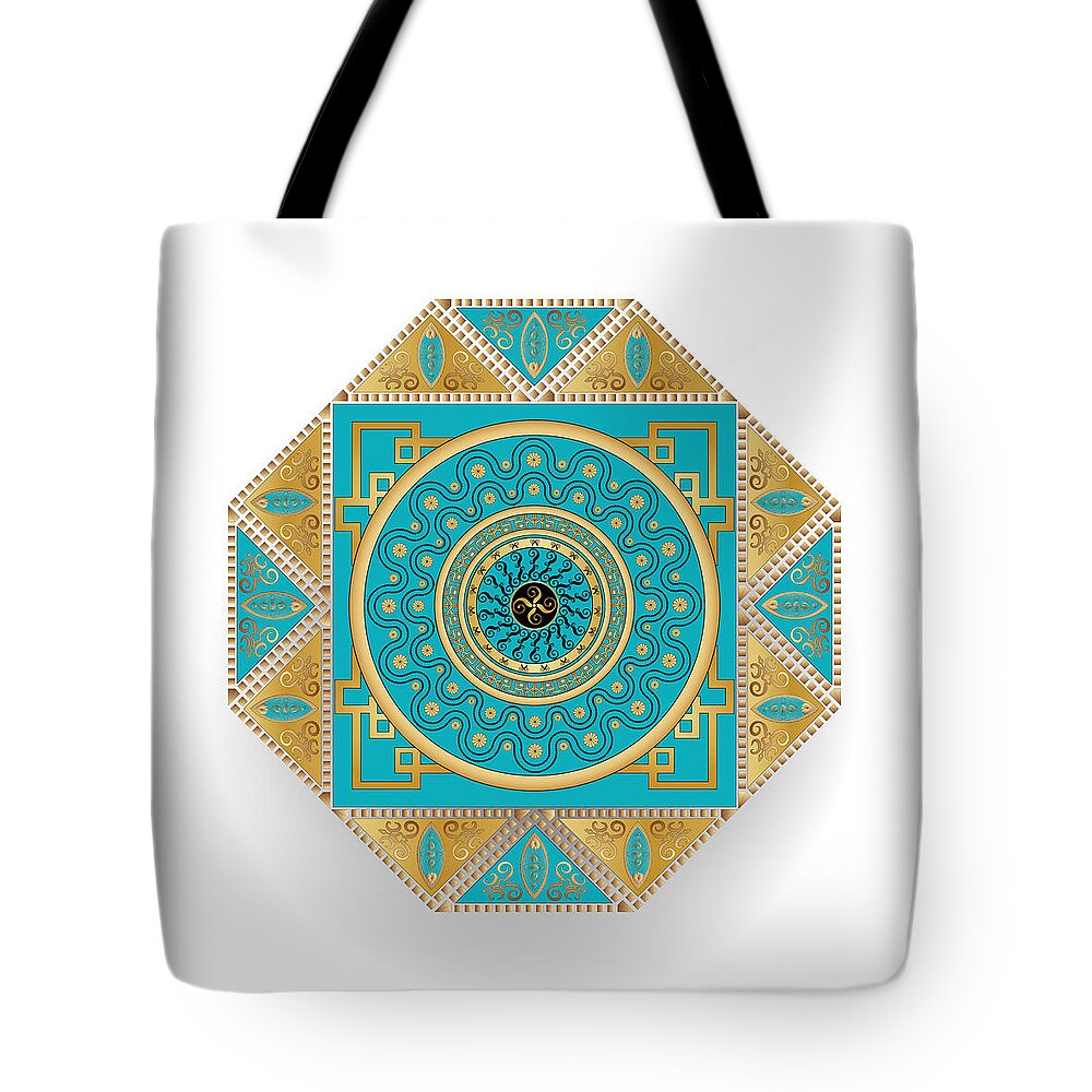 Mandala Tote Bag featuring the digital art Circumplexical No 3558 by Alan Bennington