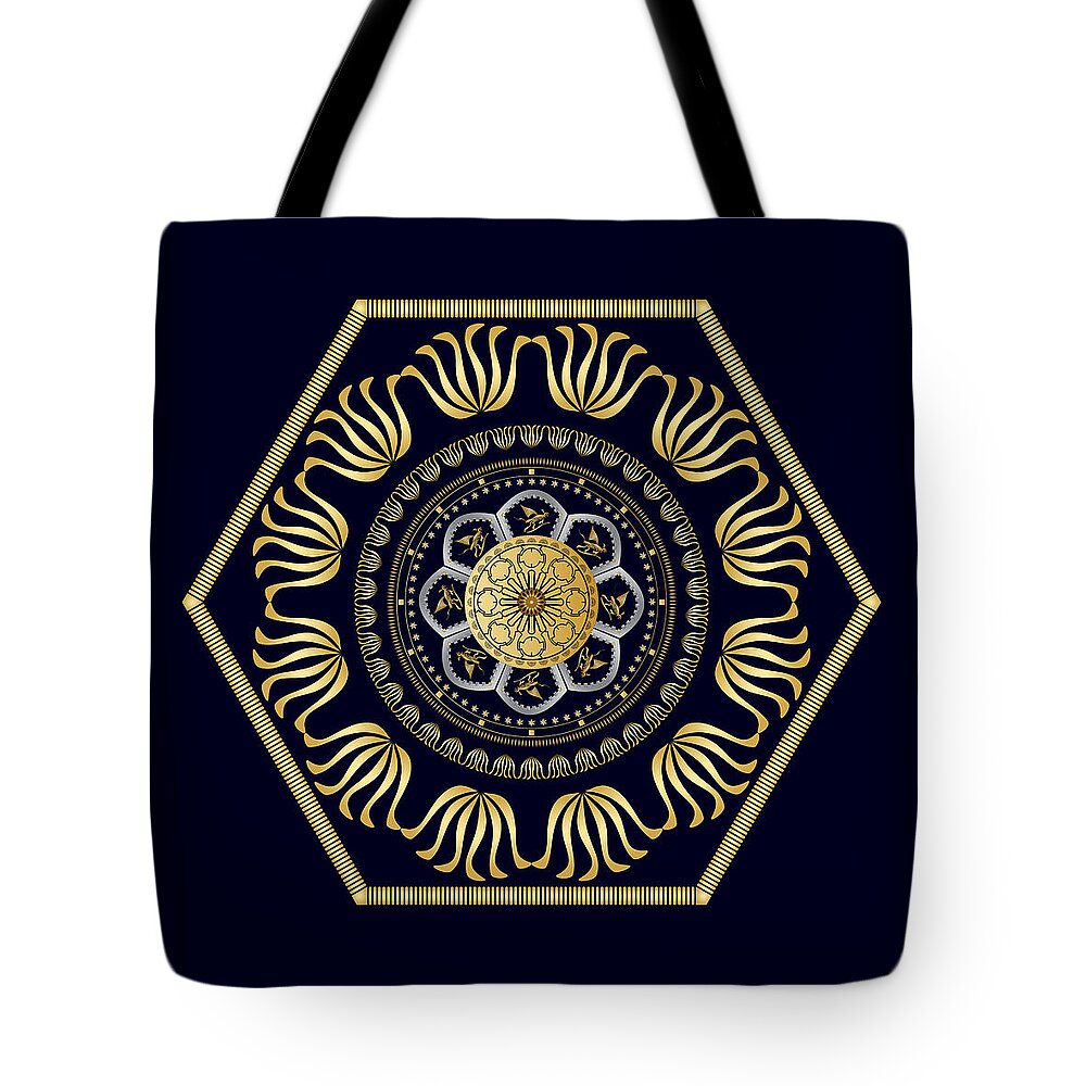 Mandala Tote Bag featuring the digital art Circumplexical No 3607 by Alan Bennington