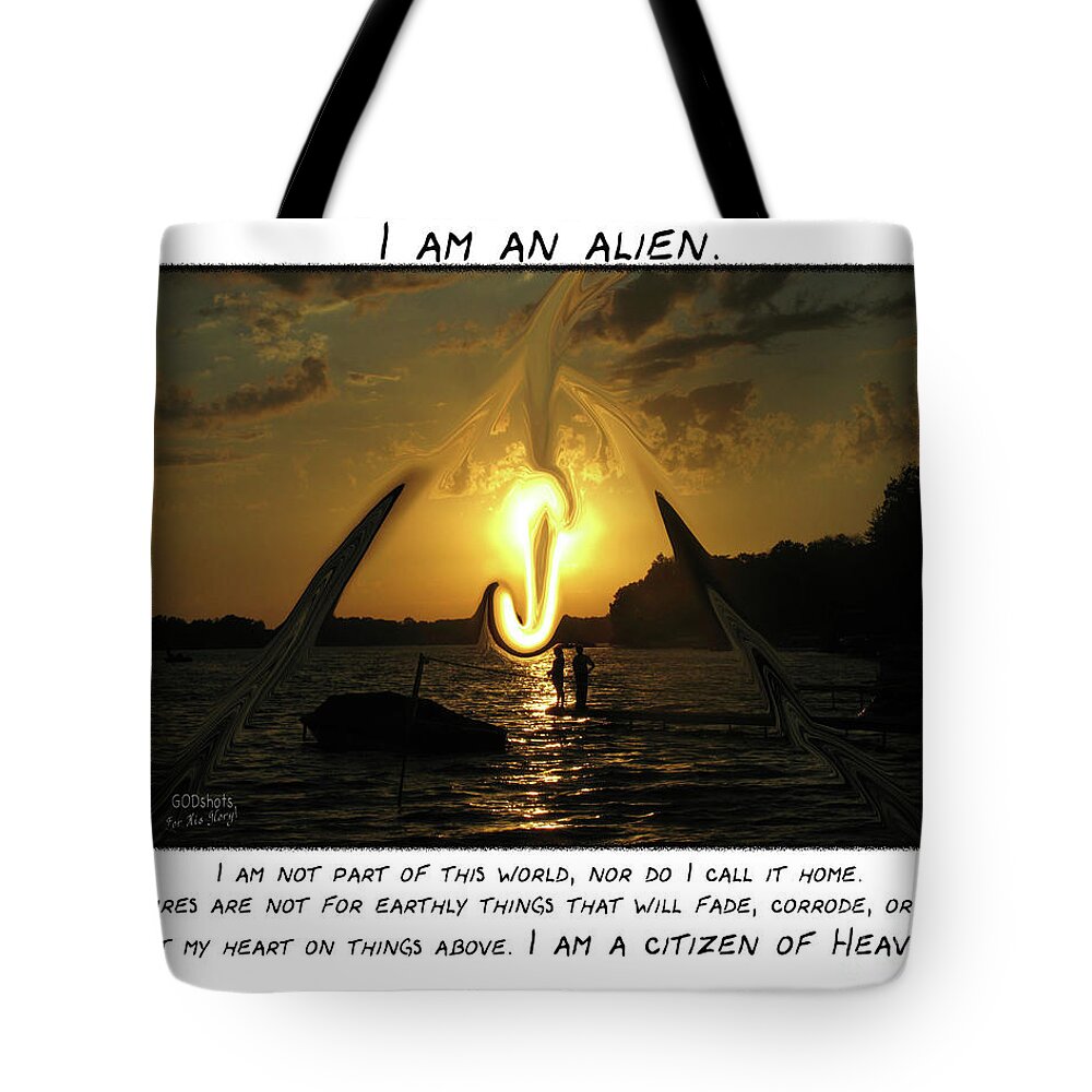  Tote Bag featuring the mixed media Citizen of Heaven by Lori Tondini