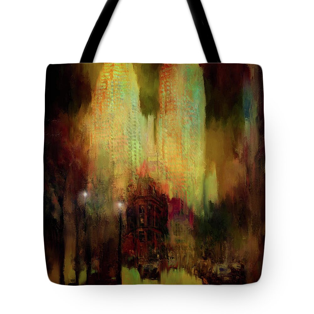 Photosintopaintings Tote Bag featuring the digital art City Lights by Nicky Jameson