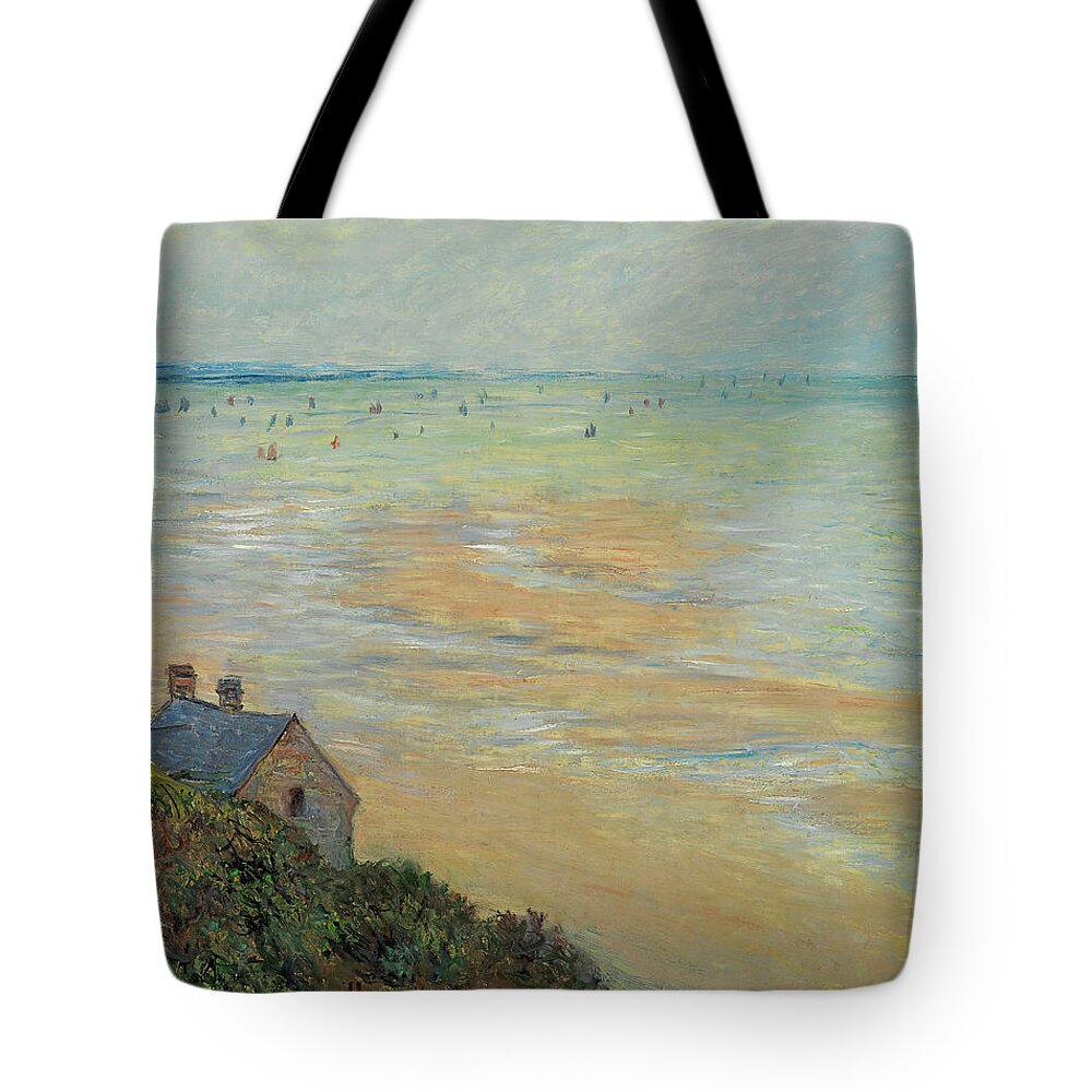 Canvas Tote Bag featuring the painting Claude Monet -Paris, 1840-Giverny, 1926-. The Hut in Trouville, Low Tide -1881-. Oil on canvas. 6... by Claude Monet -1840-1926-
