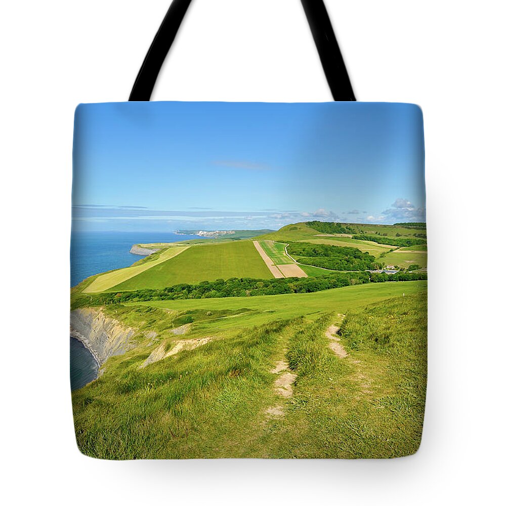 Scenics Tote Bag featuring the photograph Cliff Along Kimmeridge Bay by Allan Bickers