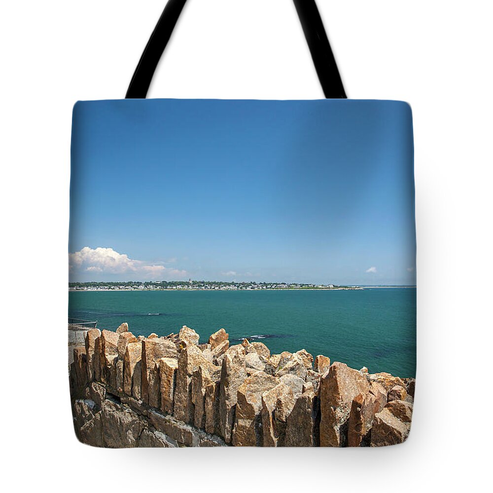 Estock Tote Bag featuring the digital art Cliff Walk, Newport, Ri by Lumiere