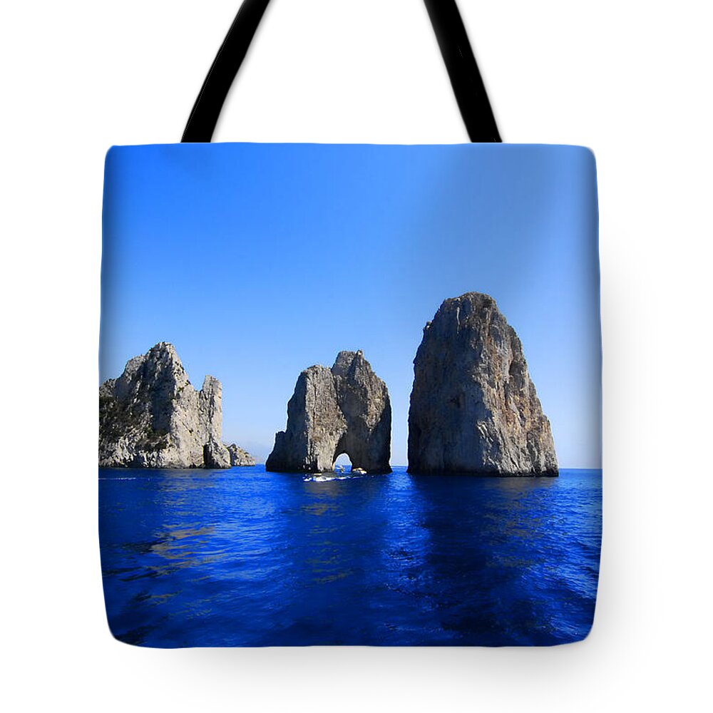 Scenics Tote Bag featuring the photograph Cliffs Of Capri by Antonio Camara